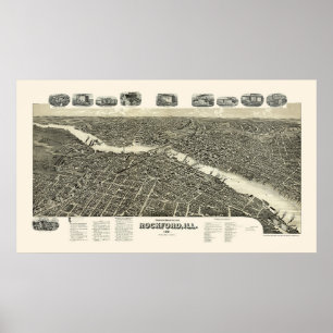 Poster Rockford, IL Panorâmica - 1891