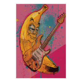 Póster Rockin’ Banana Poster | Funny Cartoon Wall Art