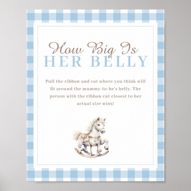 Poster Rocking Horse How Big Her Belly Baby Shower Game (Frente)