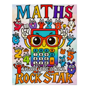 Póster Rockstar da Multiplicação de Matemática Calculador