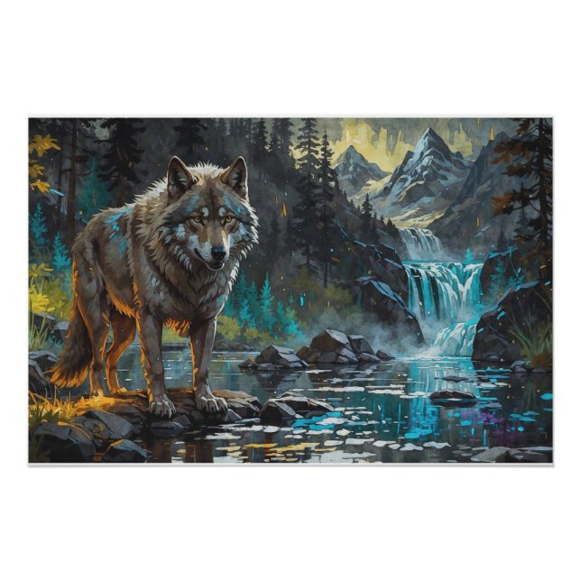 Póster Rocky Mountain Cinza Wolf Art (Frente)