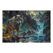 Rocky Mountain Cinza Wolf Art