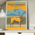 Poster Rocky Mountain National Park Colorado Elk Vintage<br><div class="desc">Vetor de Montanha Rochosa trabalho de arte design. O parque é conhecido pela Trail Ridge Road e pela Old Fall River Road,  que atravessam aspets e rios.</div>