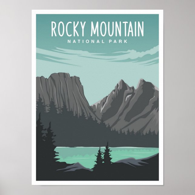 Poster Rocky Mountain National Park Travel Illustration (Frente)