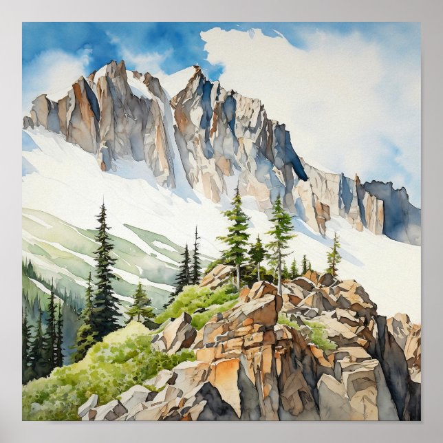 Poster Rocky Mountain National Park Watercolor (Frente)