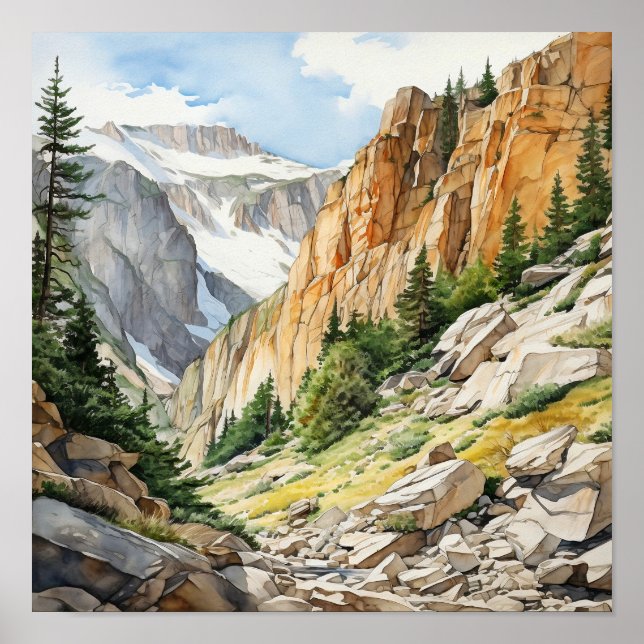 Poster Rocky Mountain National Park Watercolor (Frente)