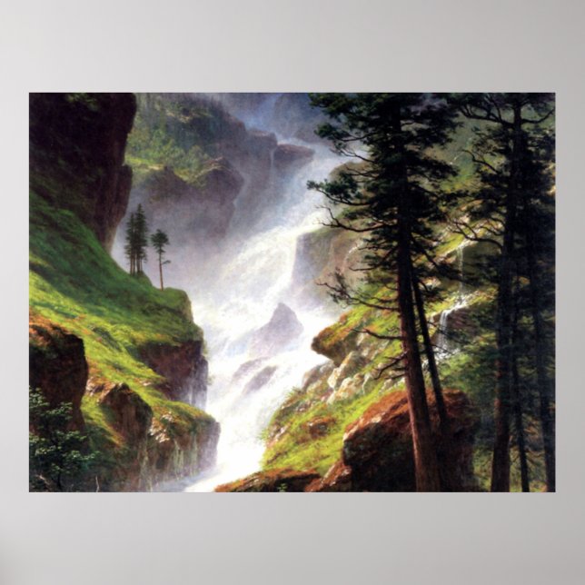 Poster Rocky Mountain Waterfall - Albert Bierstadt (Frente)