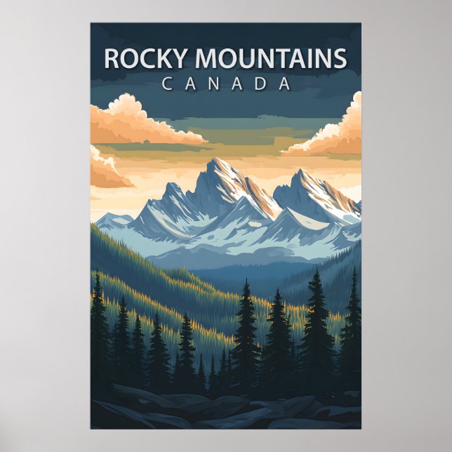 Poster Rocky Mountains Canada Travel Alberta & BC Peak (Frente)