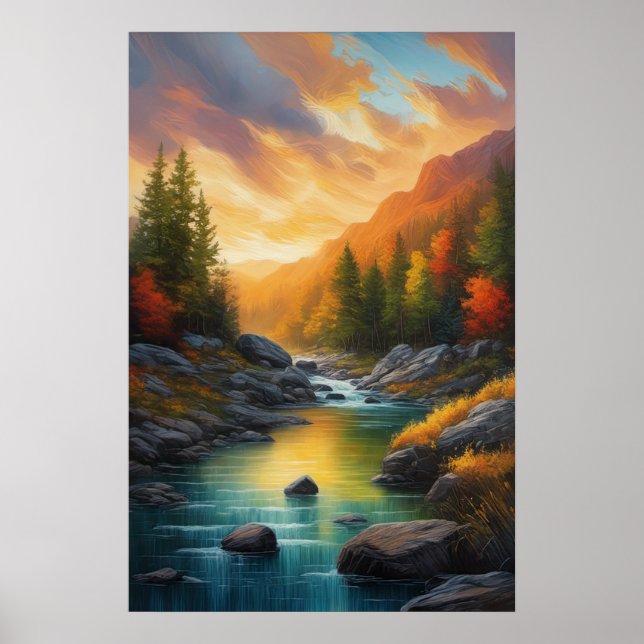Poster Rocky Riverbanks e Autumn Sob Sunset (Frente)