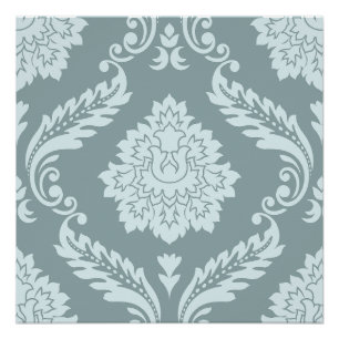Póster Rococo Damask Padrão Grande Ovo de Pato Azul+Turqu