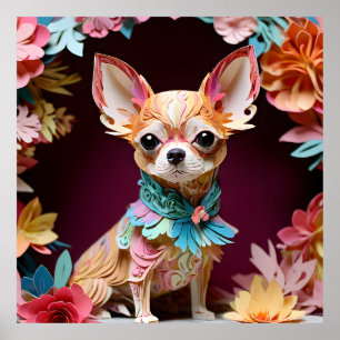 Poster Rococo Pastel Color Paper Chihuahua