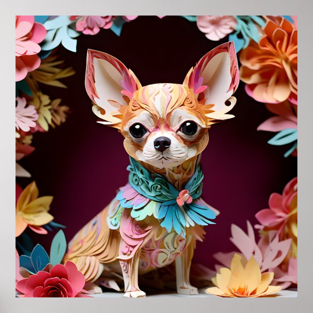 Poster Rococo Pastel Color Paper Chihuahua (Frente)