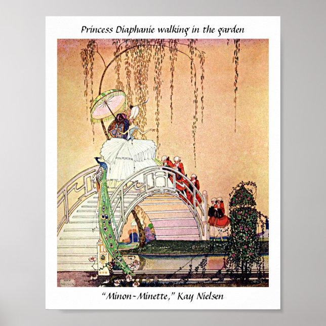 Poster Rococo Princess andando num jardim de conto de fad (Frente)