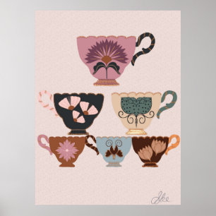 Poster Rococo Revival Teacup Whimsical Vintage Charm