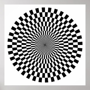 Poster Roda da arte Op - preto e branco