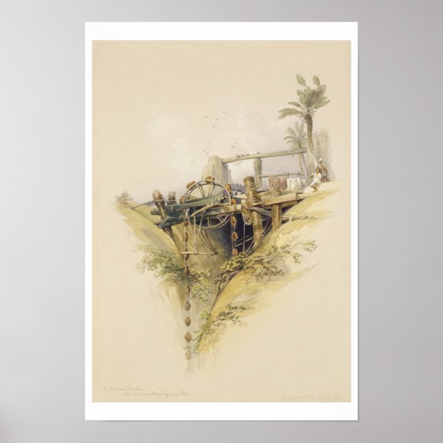 Poster Roda d'água persa, usada na captação de água de (Frente)