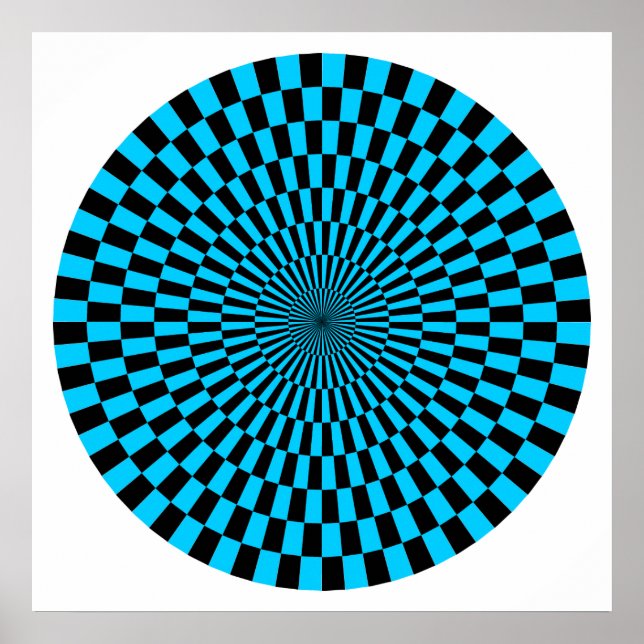 Poster Roda de Arte Op - Azul-Céu e Preto (Frente)