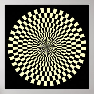 Póster Roda de arte Op - Creme e preto