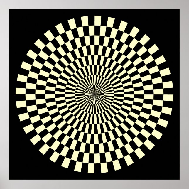 Póster Roda de Arte Op - Creme e Preto (Frente)