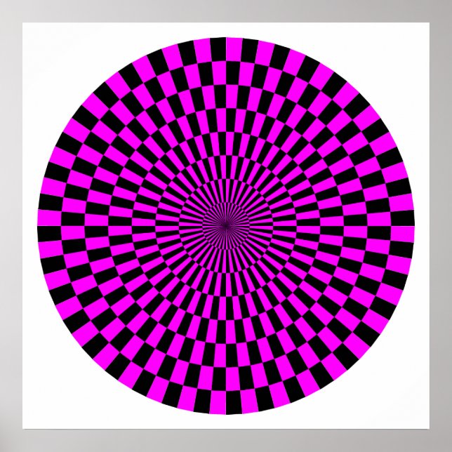 Póster Roda de Arte Op - Magenta e Preto (Frente)