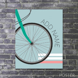 Poster Roda de Bicicleta do hipster com o Nome Personaliz