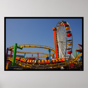 Poster Roda de Ferris & roller coaster