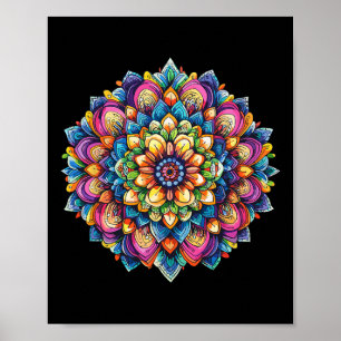 Poster Roda de Flor de Mandala de Lótus Vibrante Meditaçã