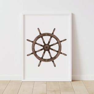 Poster Roda do Navio em Aquarela Decoração Náutica