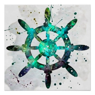 Póster Roda Dos Capturadores Em Cores Verdes Azuis