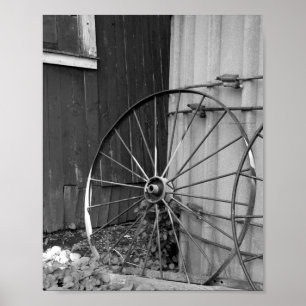 Poster Roda e Silo do Vagão Negro e Branco