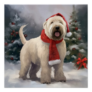 Póster Roda Terrier Dog no Natal da Neve