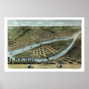 Poster Rodando, mapa panorâmico de WV - 1870