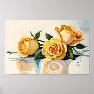 Poster Rodas Amarelas - Arte Flor de Aquarela