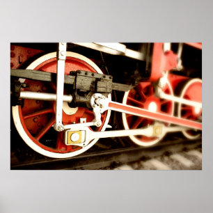 Póster Rodas da locomotiva de vapor