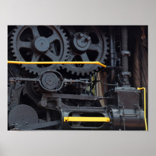 Poster Rodas e Cogs Industriais dos Motores dos Comboios 