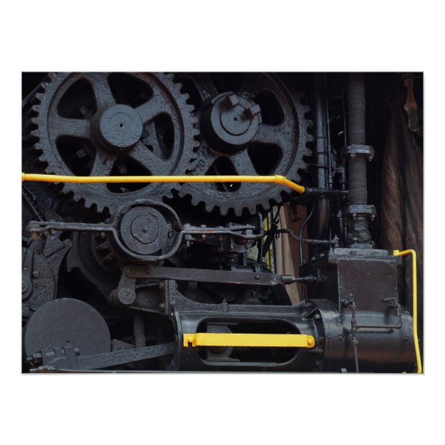 Póster Rodas e Cogs Industriais dos Motores dos Comboios  (Frente)