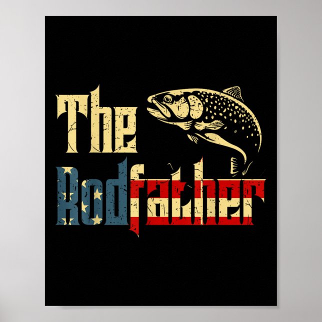 Poster Roddad Funny Trout Voando Pai De Pesca Presente De (Frente)