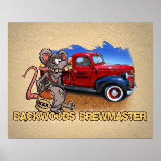 Poster Roddy Rat Fink Style Moonshine Brewmaster Cartoon
