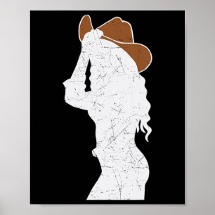 Poster Rodeio de Cavalo de Corrida de Cowgirl Hat Barrel