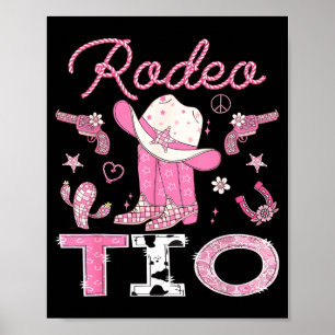 Poster Rodeio Tio 1º Aniversário Botas Rosa Disco Cowgirl