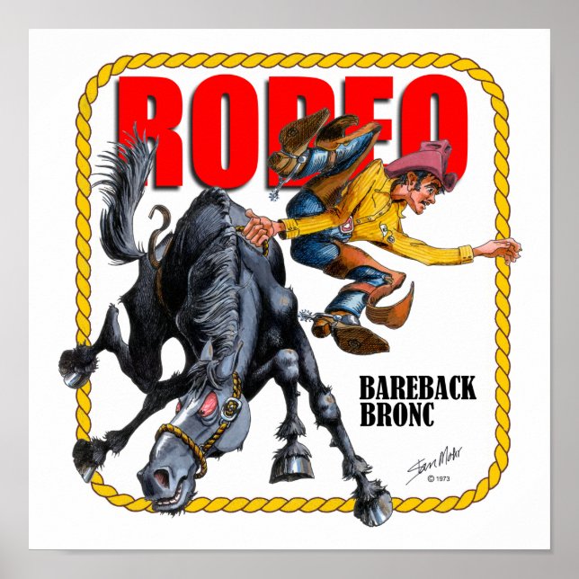 Poster Rodeo Bareback Bronc Rider (Frente)