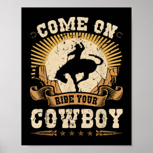 Poster Rodeo Bronc Dirigindo Seu Cavalo De Bolsa De Cowbo