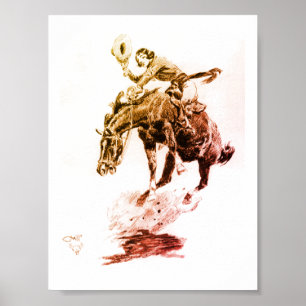Poster Rodeo Cowgirl (por C.M. Russell)