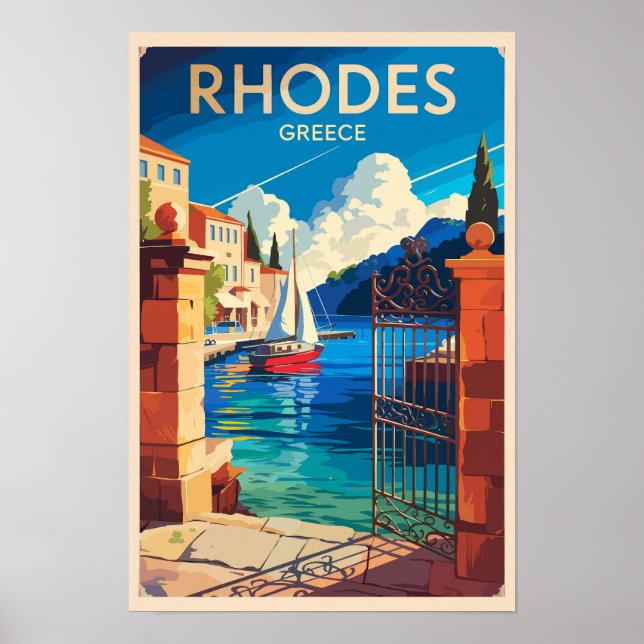 Poster Rodes Grécia Viagem Arte Vintage (Frente)