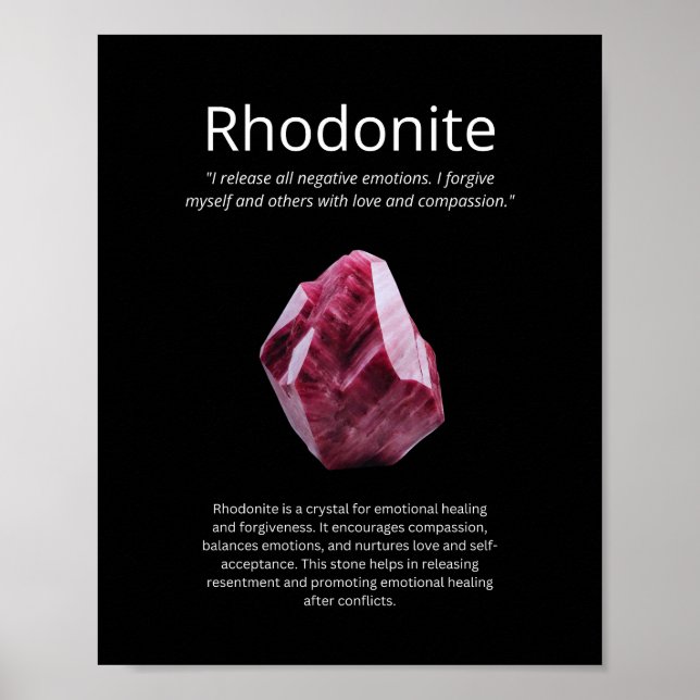 Poster Rodonite Crystal Stone Significa (Frente)