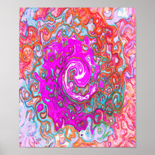 Poster Rodovalho Abstrato da Groovy Roxo e Laranja