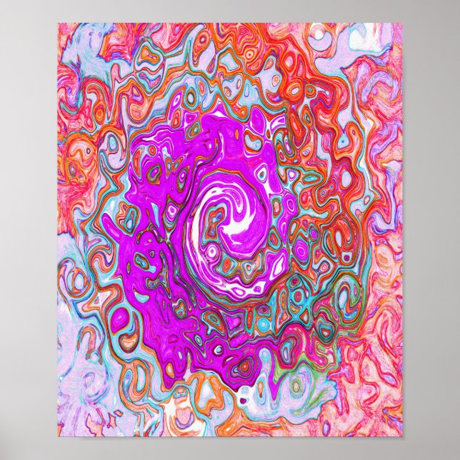 Poster Rodovalho Abstrato da Groovy Roxo e Laranja (Frente)