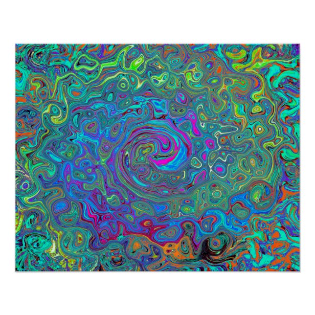 Póster Rodovalho Verde da Espuma Magenta, Azul e Marinha (Frente)