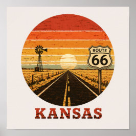 Poster Rodovia 66 Kansas Sunflower State