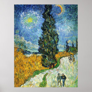 Póster Rodovia com Cyprestes (van Gogh)